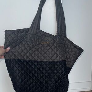 MZ Wallace Quilted LARGE Deluxe Metro Black and Gray Tote Bag
